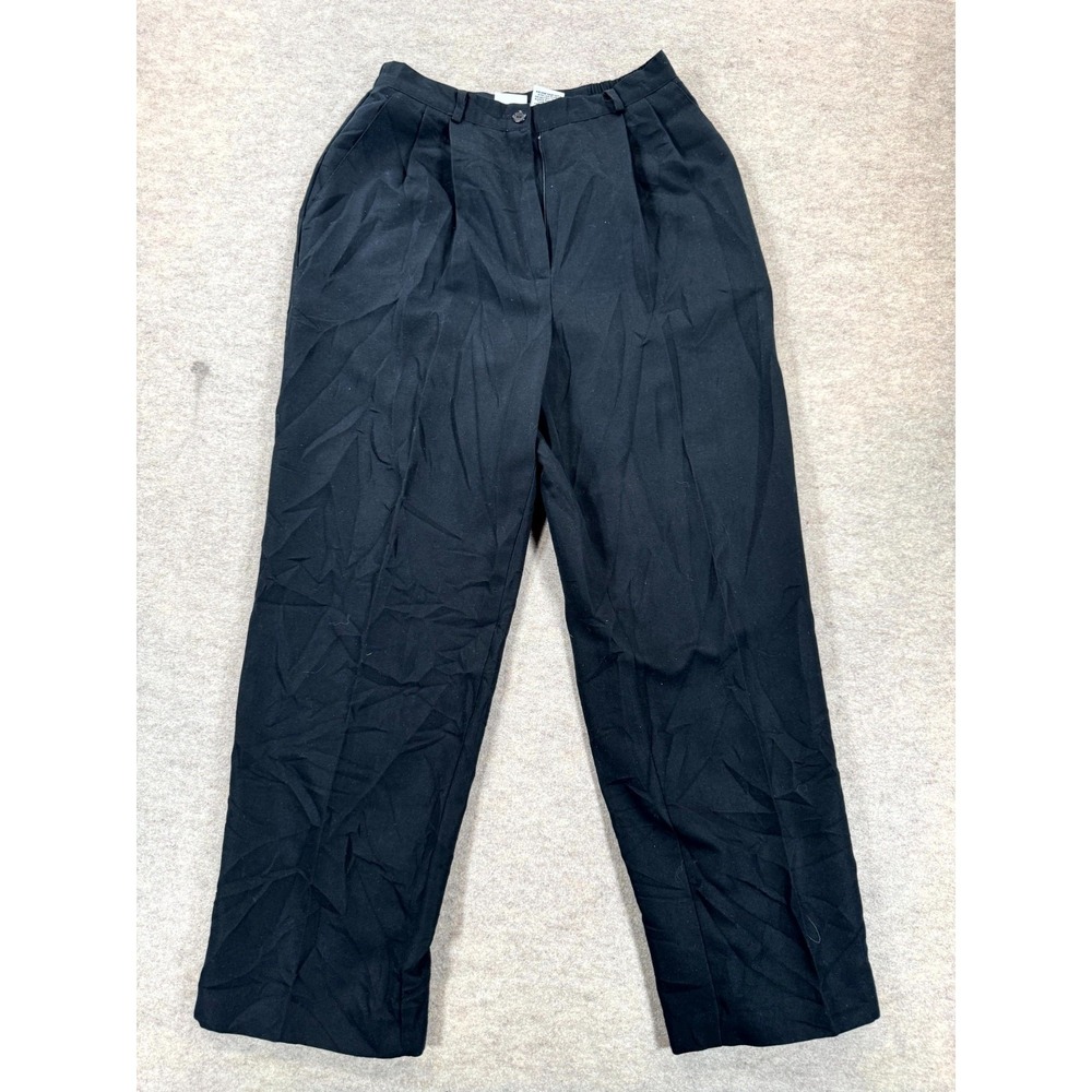 Liz Baker Essentials Dress Pants Womens 10 Black Rayon High Rise Pleated Front